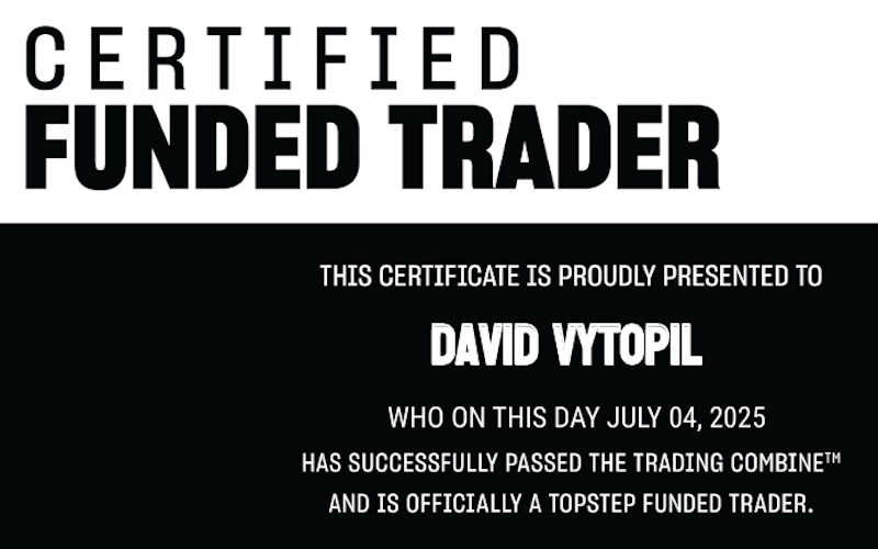 David Vytopil/irmonus TopStep Combine Pass Certificate