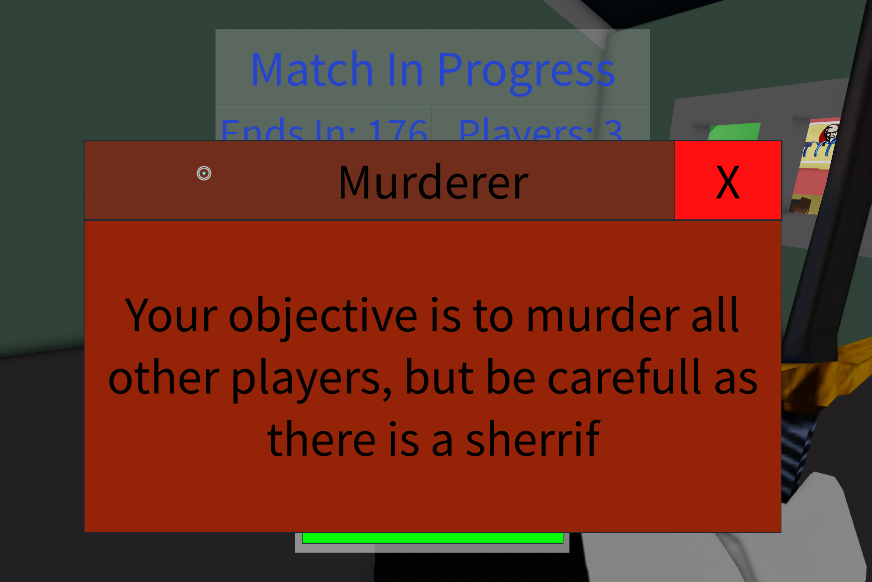 [Image of murder mystery role given]